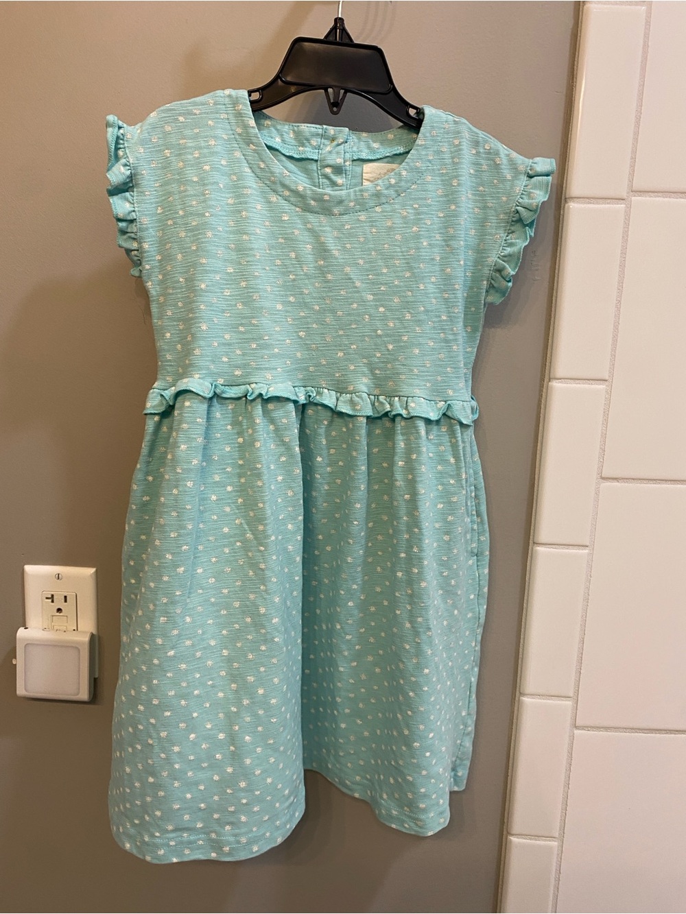 Vignette Aqua Dot Ruffle Knit Dress / Size 6Y / GUC